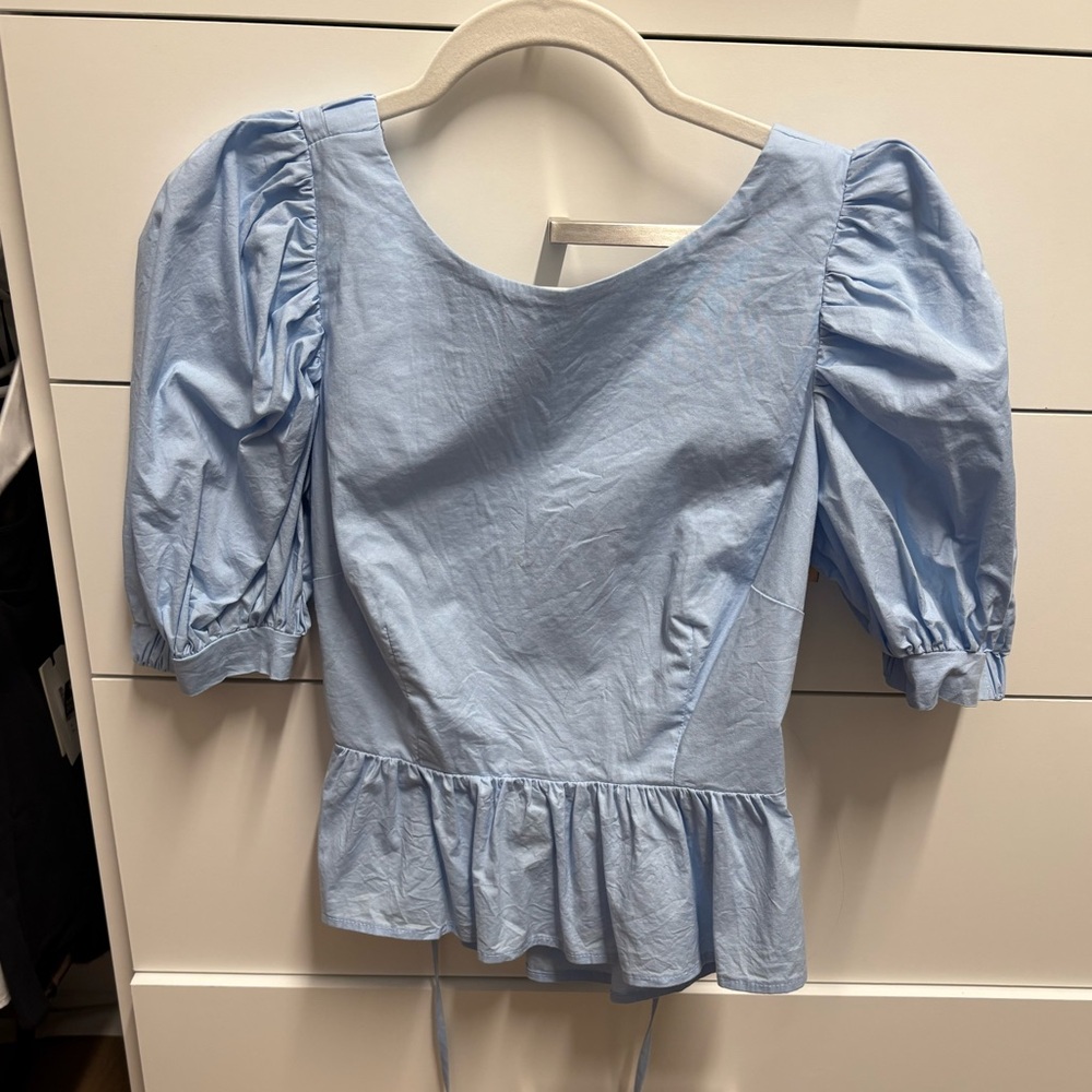 Light Blue Women's Peplum Top